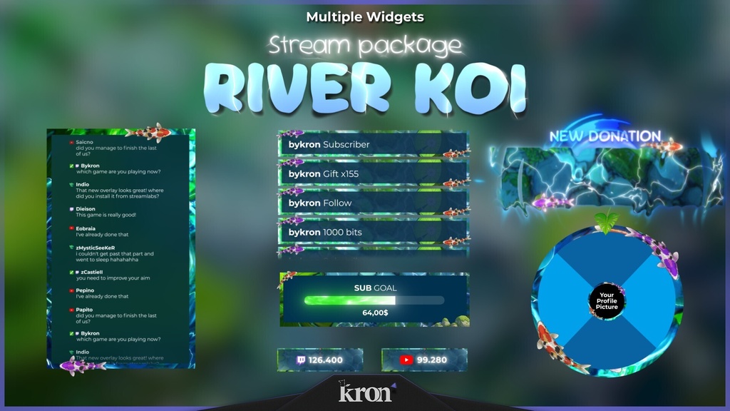 〖配信者向け〗River Koi|和・鯉と川 動く配信画面|OBS対応オーバーレイ