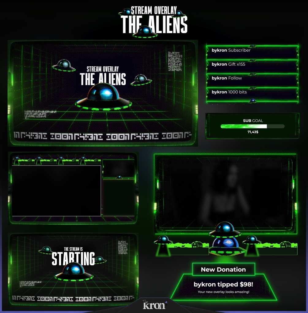 〖配信者向け〗The Aliens｜レトロSFアーケード 動く配信画面｜OBS対応オーバーレイ