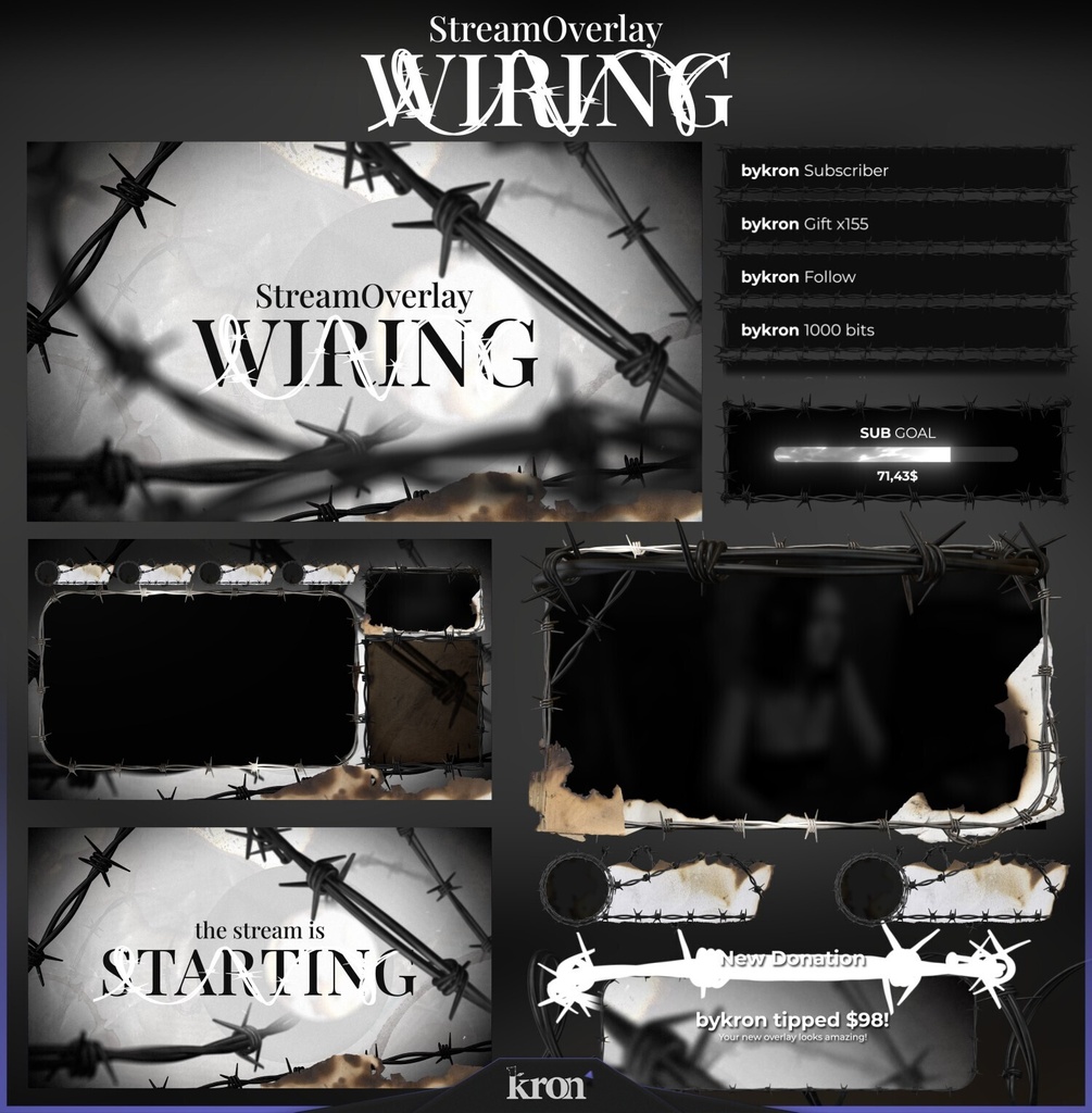〖配信者向け〗Wiring｜ダーク・ミニマル 動く配信画面｜OBS対応オーバーレイ