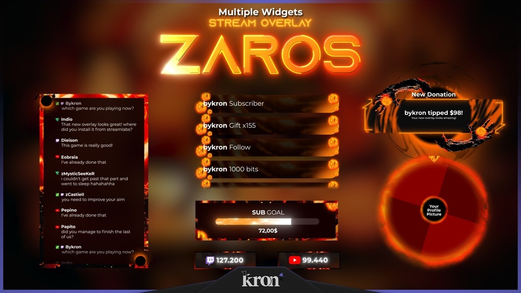 〖配信者向け〗Zaros|ダークファンタジー・悪魔 動く配信画面|OBS対応オーバーレイ