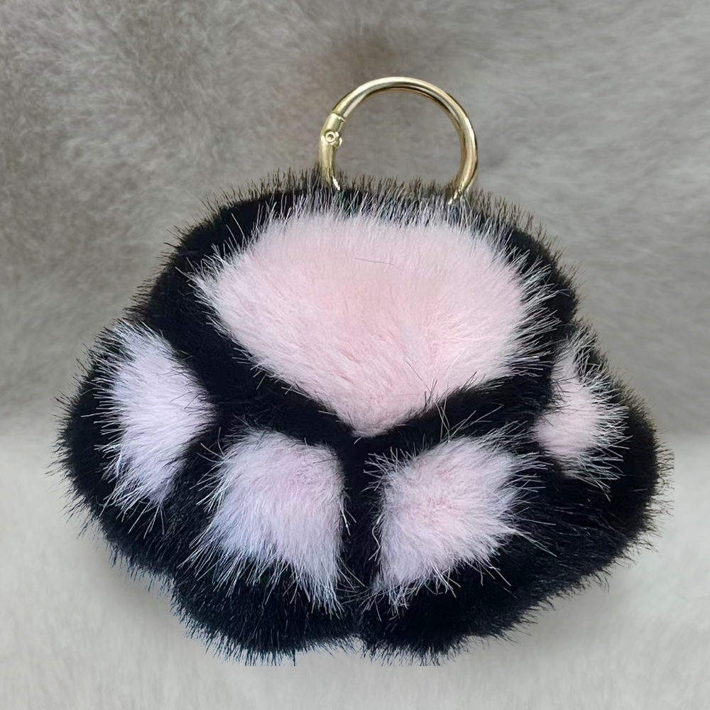 超可愛い猫の足跡　黒ピンク　キーホルダー・ストラップ