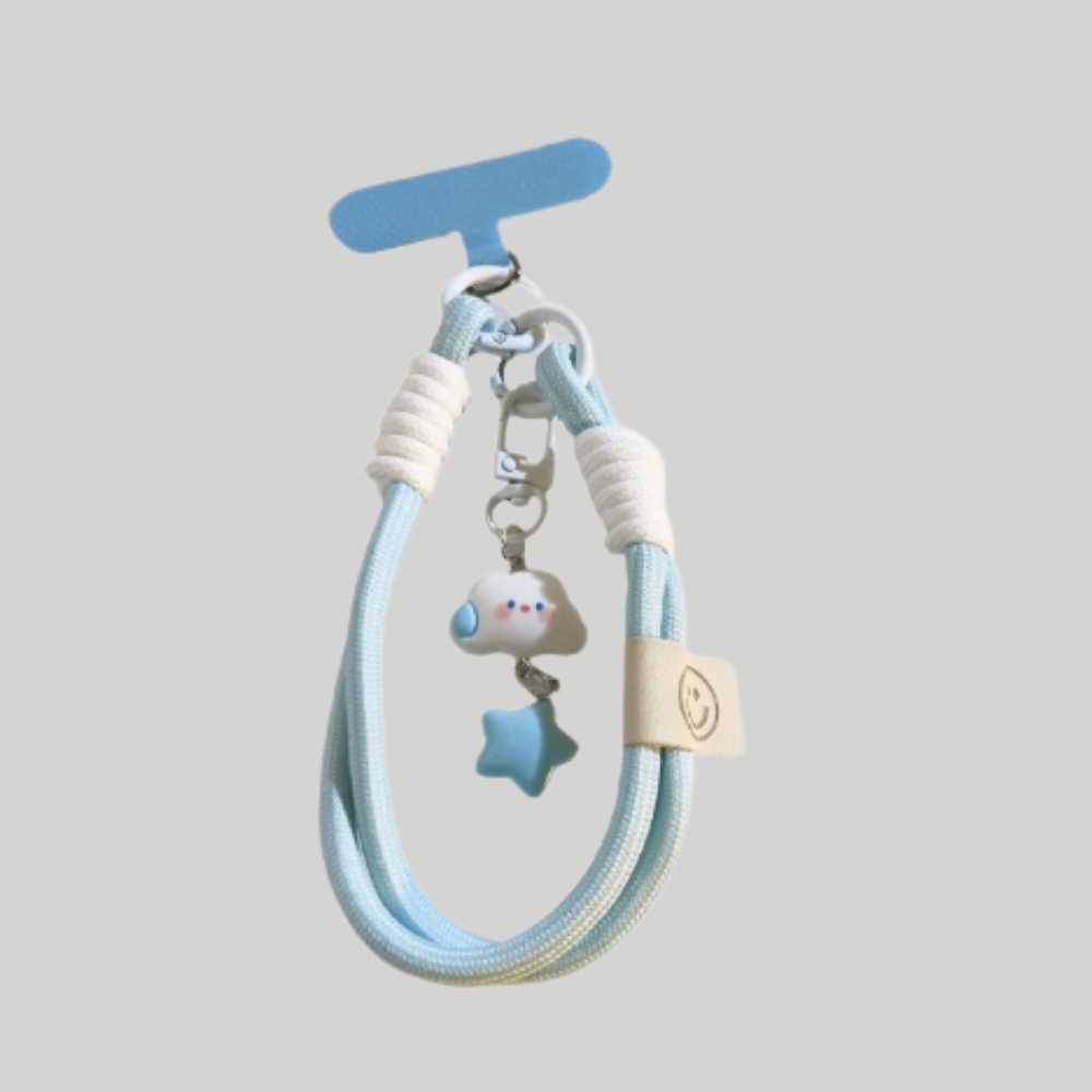 『新発売』　超可愛い手首携帯ストラップ　青色 / 白雲