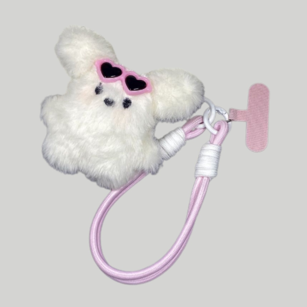 超可愛い手首携帯ストラップ　うさぎ（サングラス）