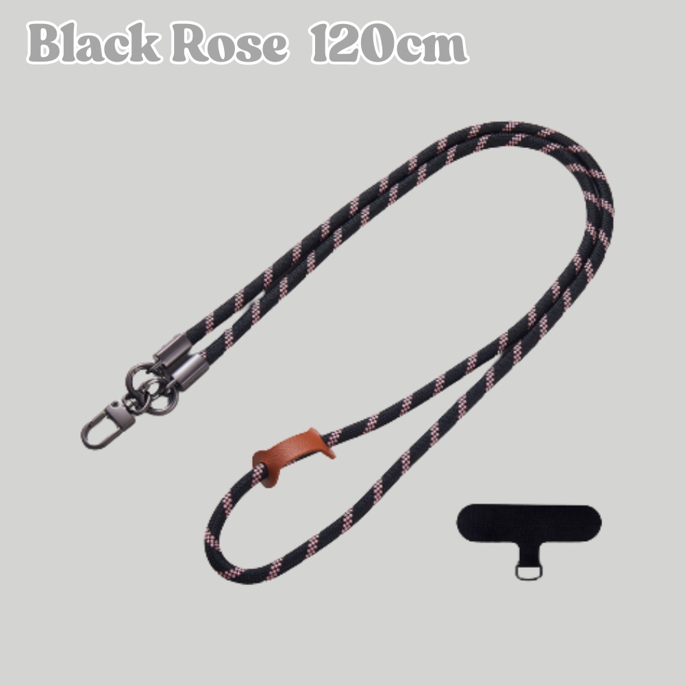 『新発売』　スマホストラップ 首掛け 肩掛け 斜め掛け 携帯ストラップ　黒ローズ