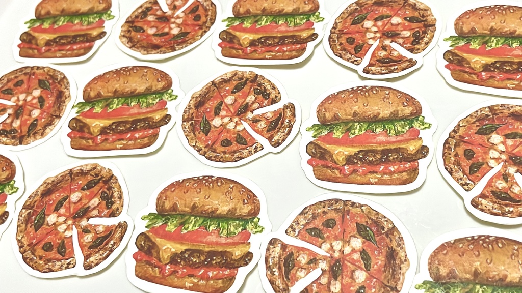 ハンバーガー＆ピザステッカーセット