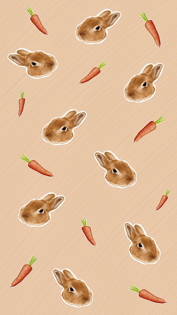 【無料DL】スマホ壁紙_ネザーランドドワーフ(オレンジ)6枚セット_3カラー×水玉あり/なし