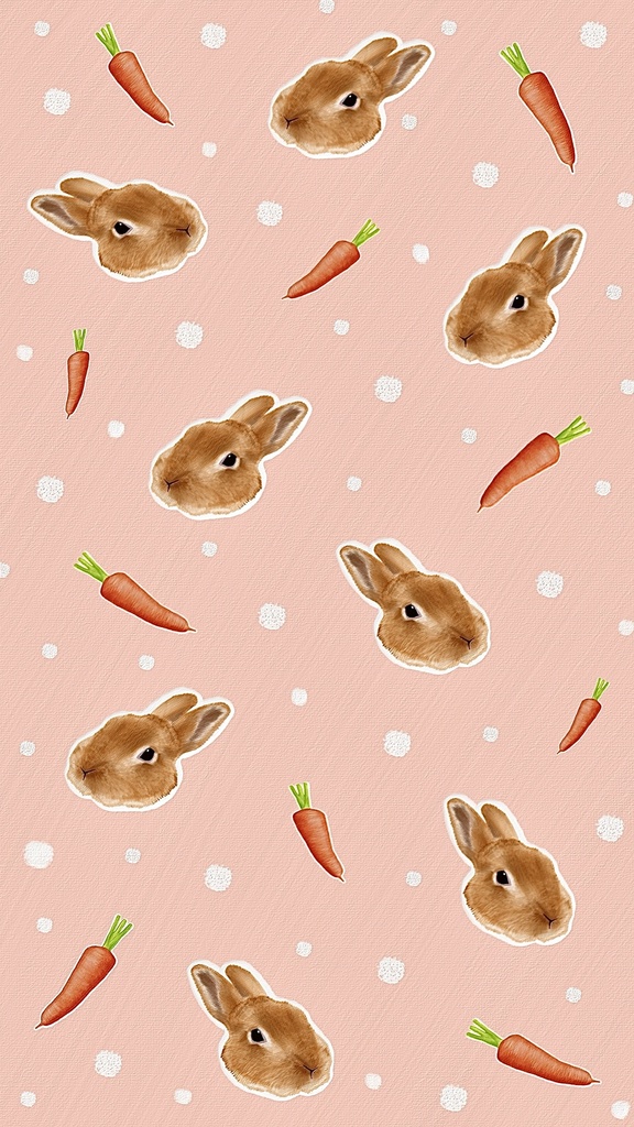 【無料DL】スマホ壁紙_ネザーランドドワーフ(オレンジ)6枚セット_3カラー×水玉あり/なし