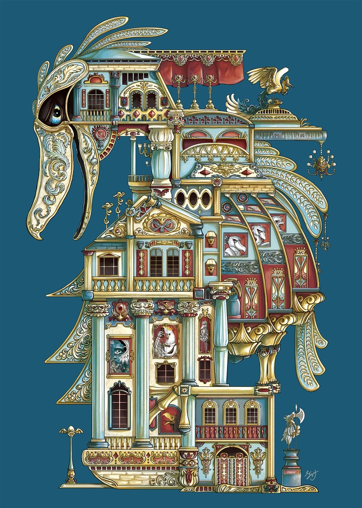 イラスト ハシビロコウ宮殿 Daikomidori Booth