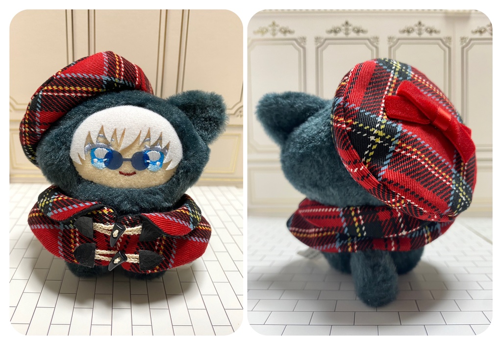 タータンチェックぬいケープセット