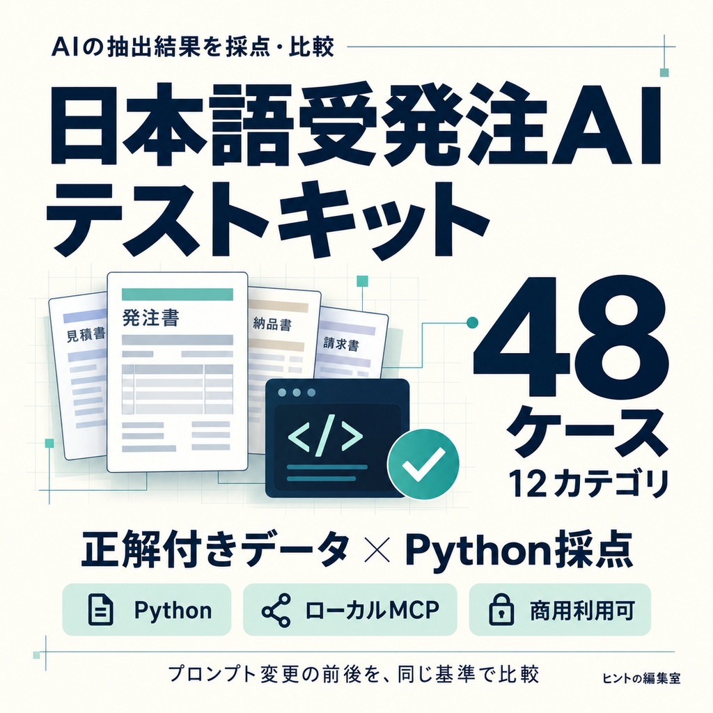 日本語受発注AIテストキット|48ケース・Python採点・ローカルMCP