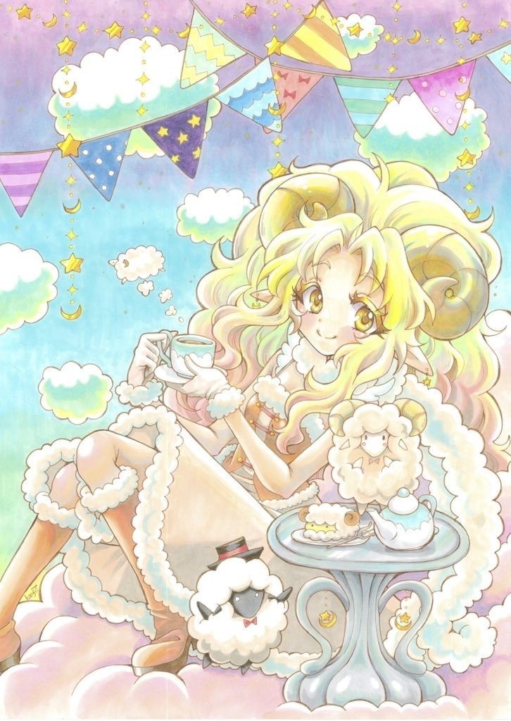 額装付きイラスト「お茶会へようこそ」