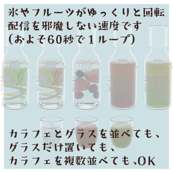 【背景透過ループ動画】夏のドリンク/カラフェとグラス【OBS素材】