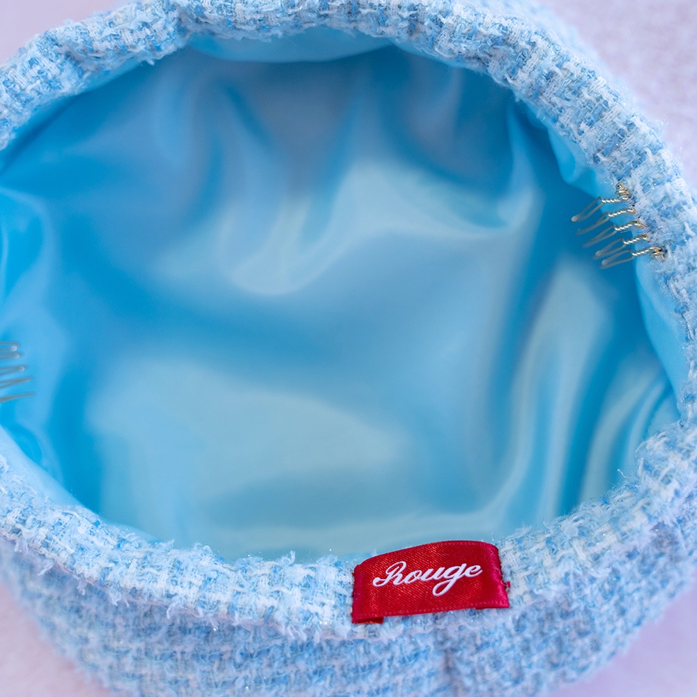 ラメツイードベレー帽・クマ耳クリップセット