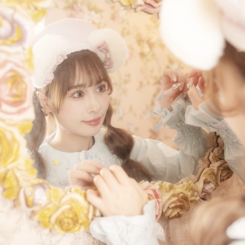 ラメツイードベレー帽・クマ耳クリップセット