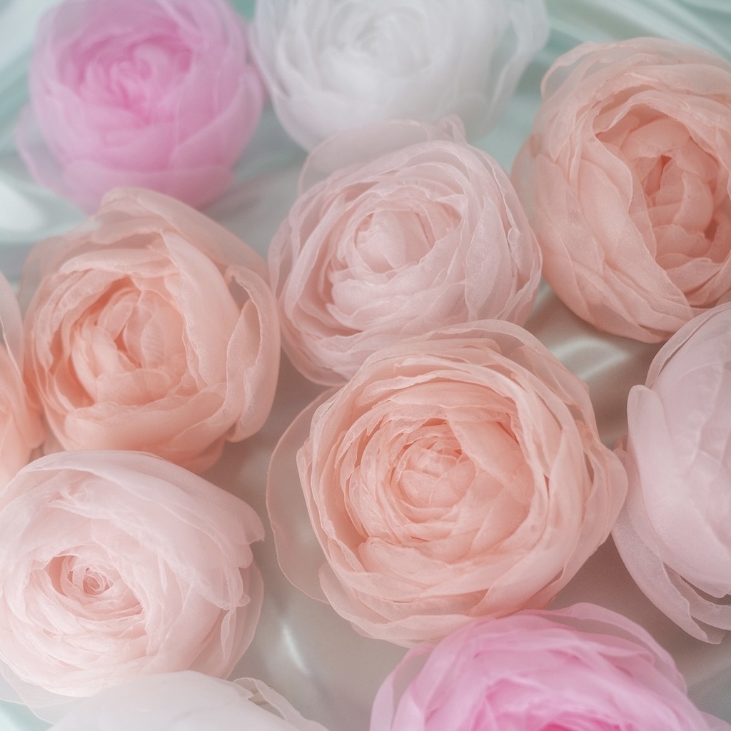 オーガンジーローズクリップ(ブローチ)