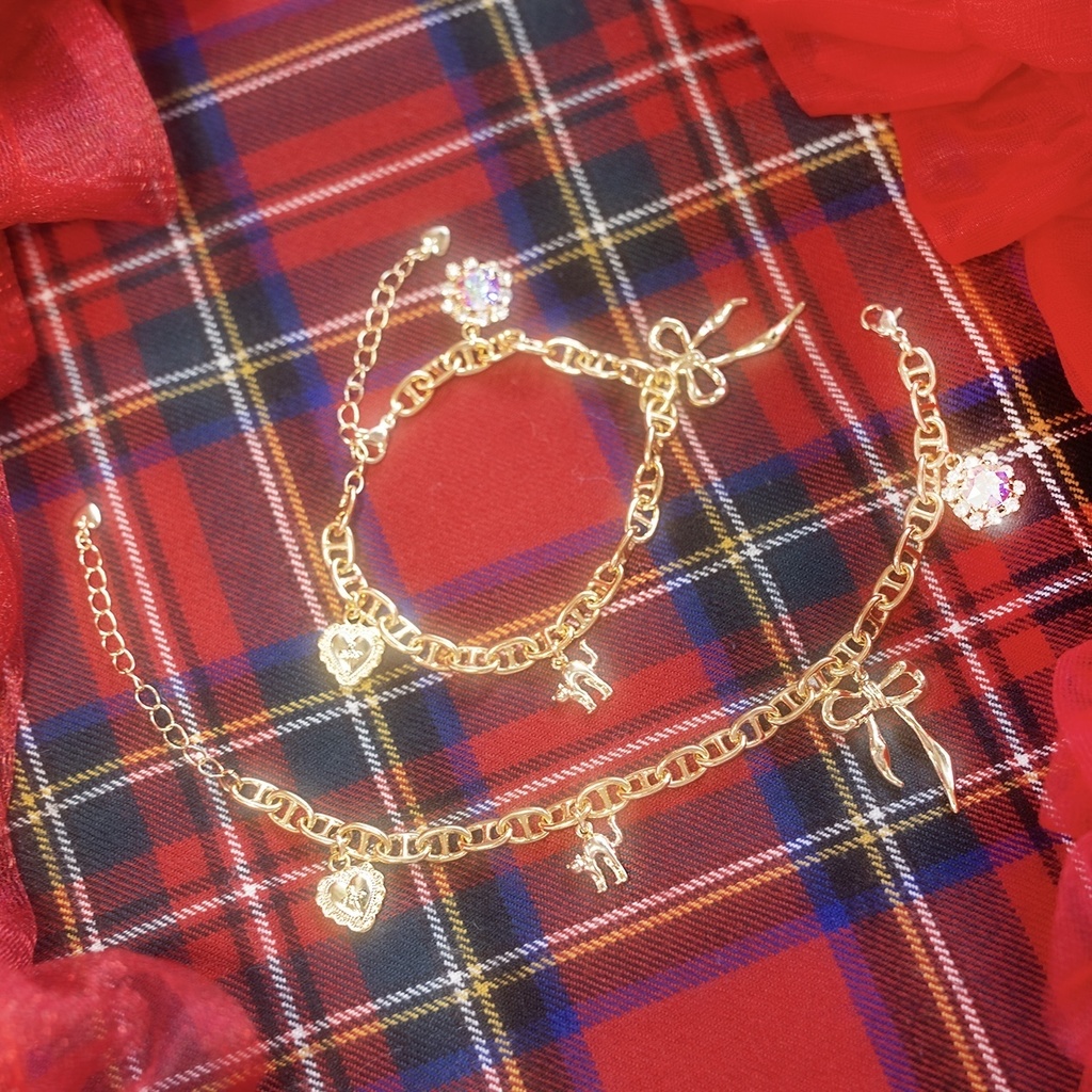 デザインチェーンガーリーブレスレット（ゴールド）