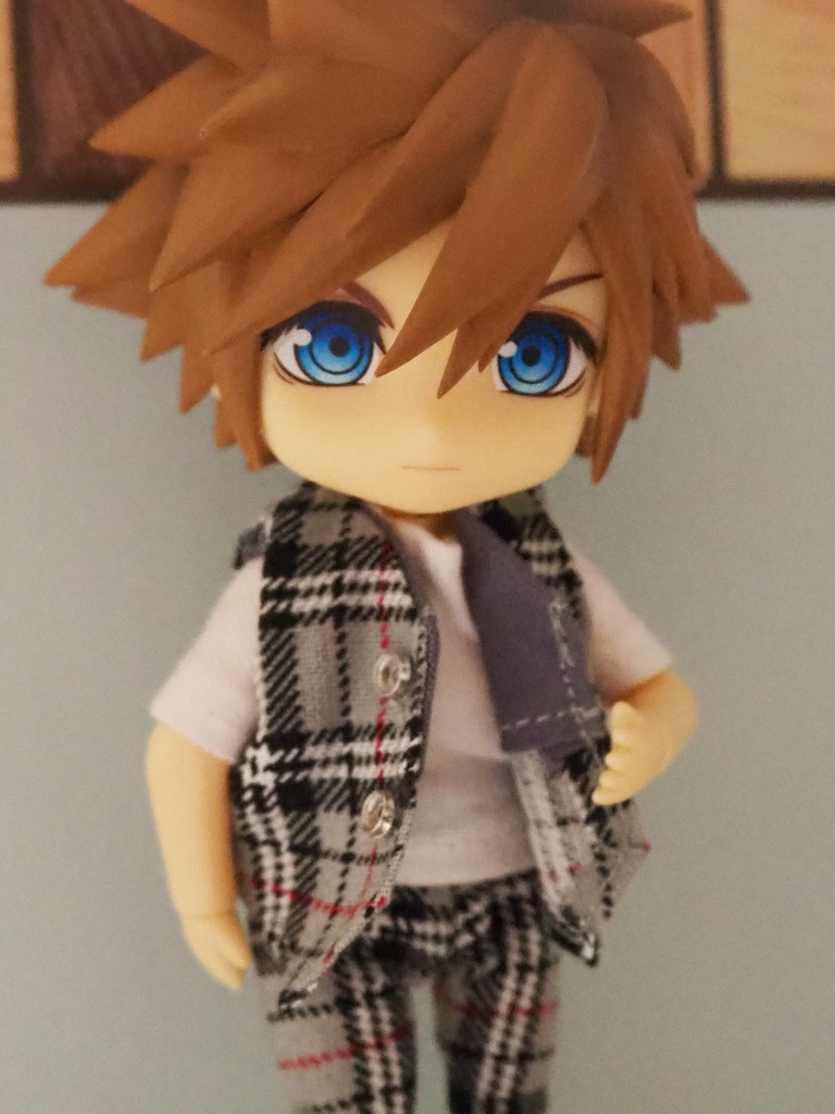 ドール用 チェック柄ジレ 白Tシャツ付き