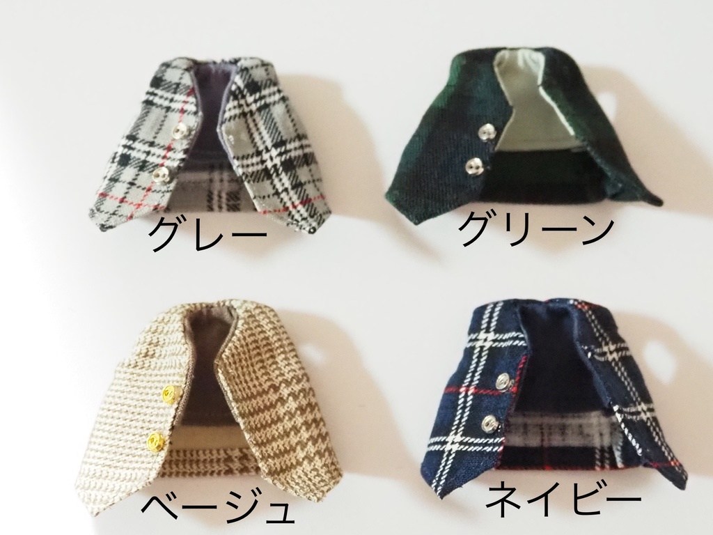 ドール用 チェック柄ジレ 白Tシャツ付き