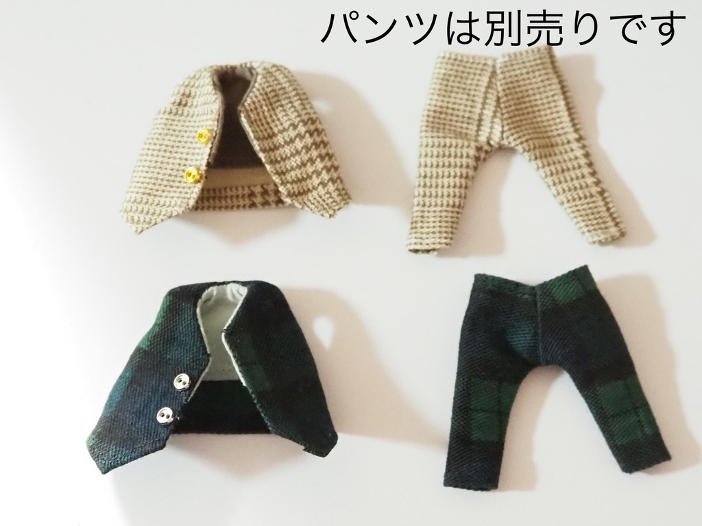 ドール用 チェック柄ジレ 白Tシャツ付き