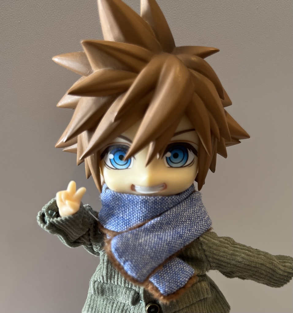 ドール用 ぐるぐるマフラー デニムリバーシブル