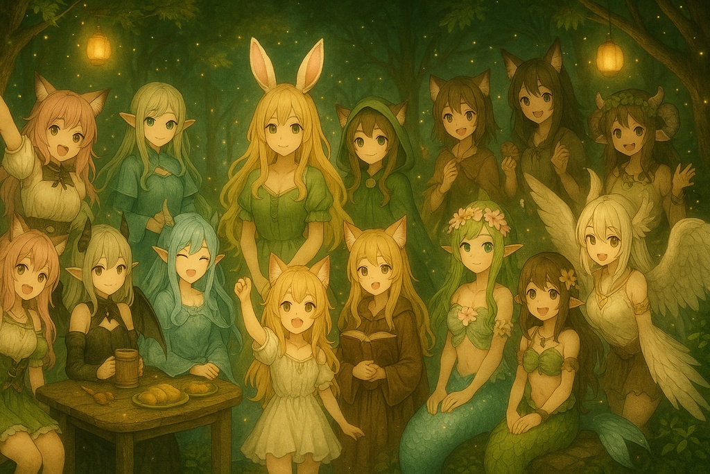 幻想の森と月夜の学院 – 異世界ファンタジー少女イラスト集