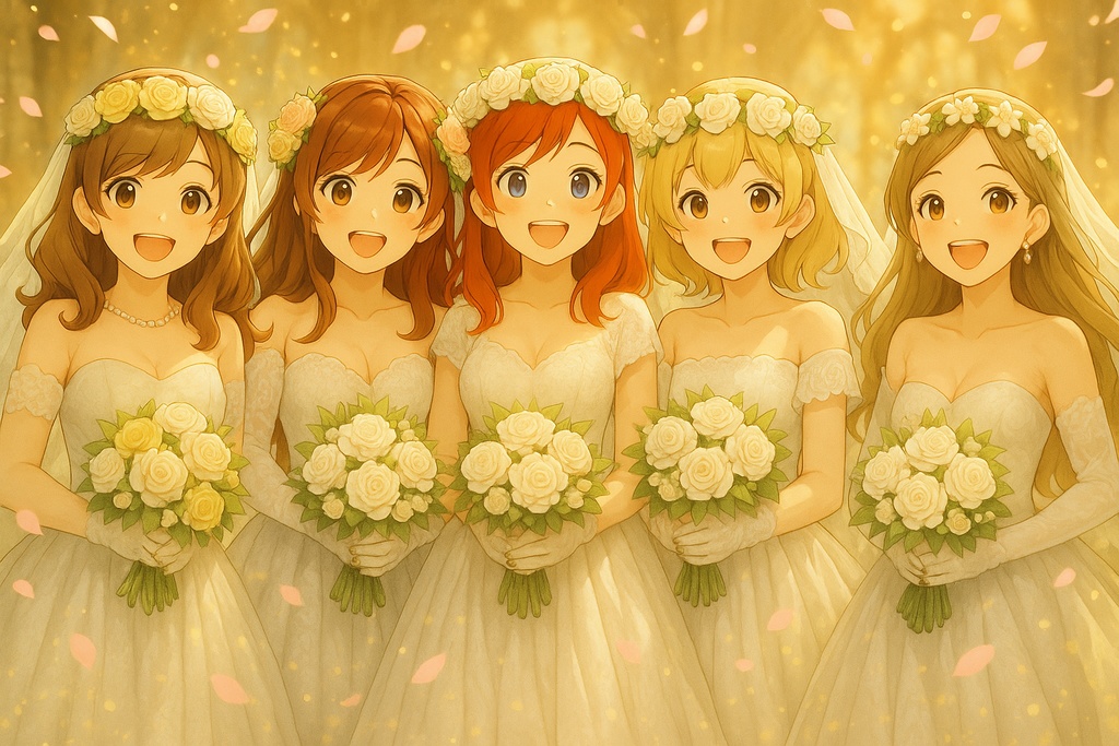「アニメ風ウエディングブライドセット【デジタルイラストパック】」