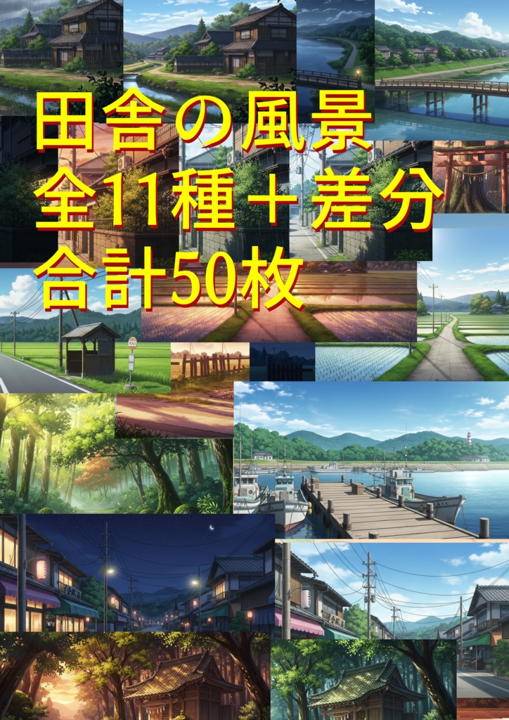 【PNG素材】田舎の背景素材50枚セット