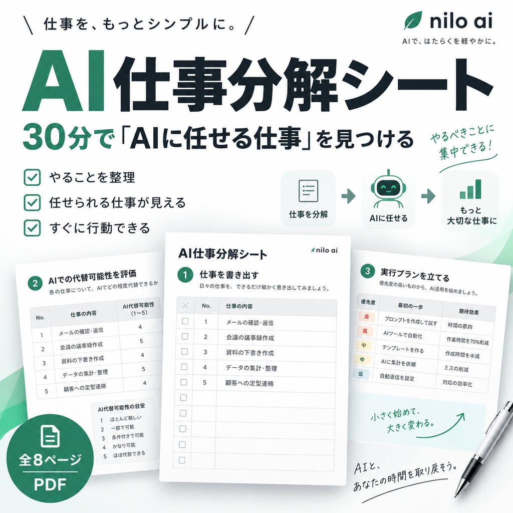 30分で「AIに任せる仕事」を見つける｜AI仕事分解シート