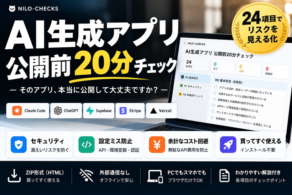 AI生成アプリ 公開前20分チェック|Claude Code対応