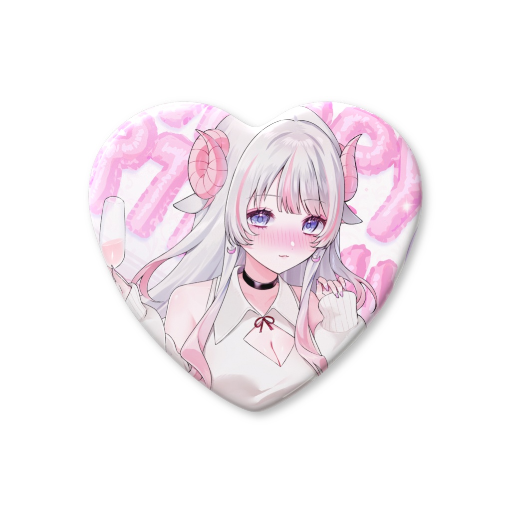 入間ねる生誕記念グッズ2025ハート缶バッチ（照れ）