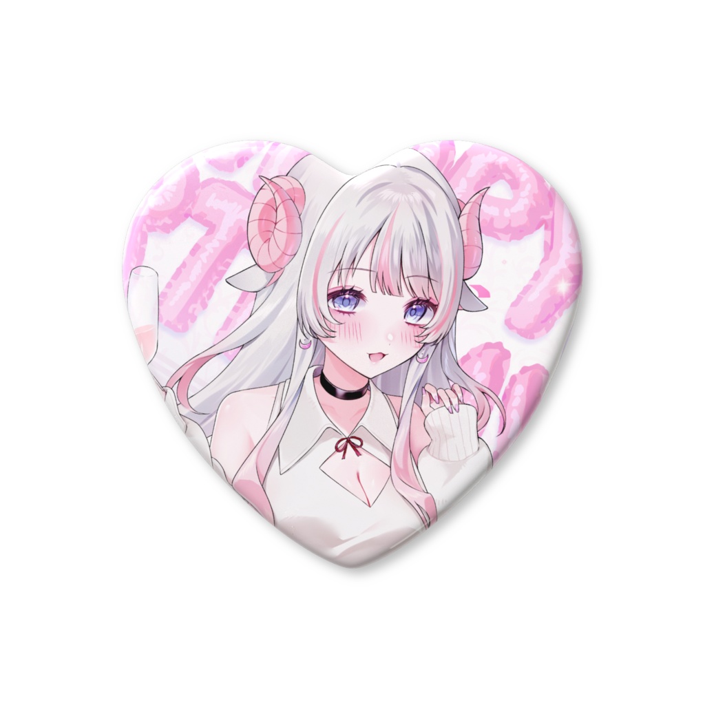 入間ねる生誕記念グッズ2025ハート缶バッチ（笑顔）