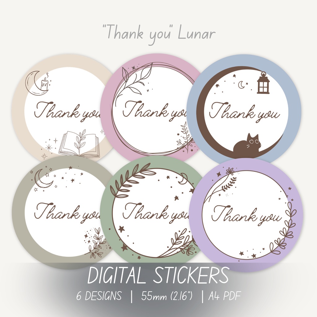 Lunar ステッカー｜ Thank youメッセージ｜ 55mm丸型｜ デジタルダウンロード
