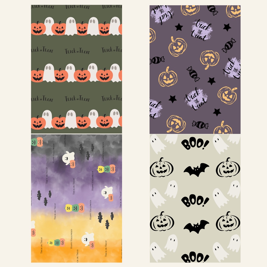 Halloween デジタルペーパー|かぼちゃ・おばけ・黒猫など|A4 8種類|デジタルダウンロード