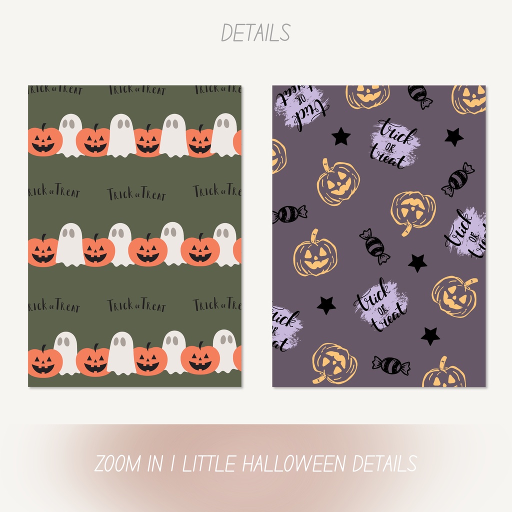 Halloween デジタルペーパー|かぼちゃ・おばけ・黒猫など|A4 8種類|デジタルダウンロード