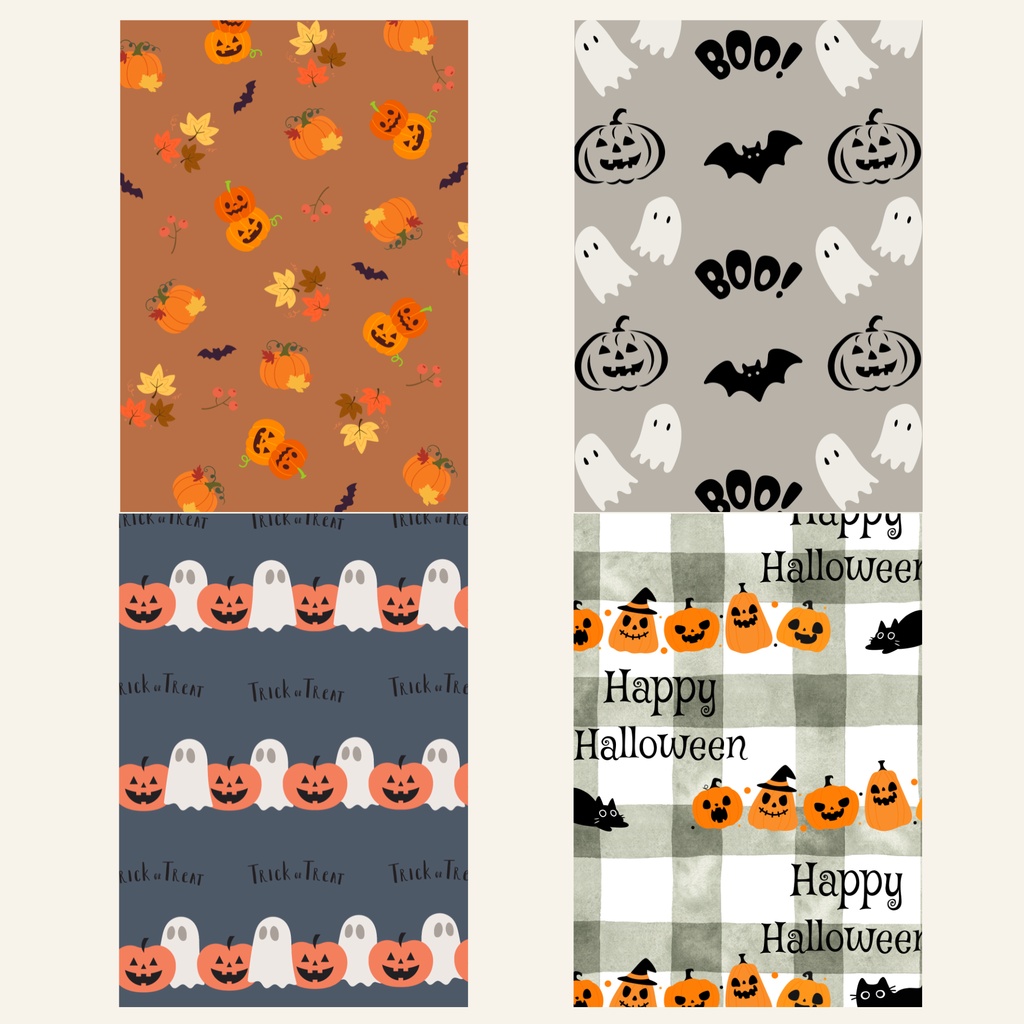 Halloween デジタルペーパー|かぼちゃ・おばけ・黒猫など|A4 8種類|デジタルダウンロード