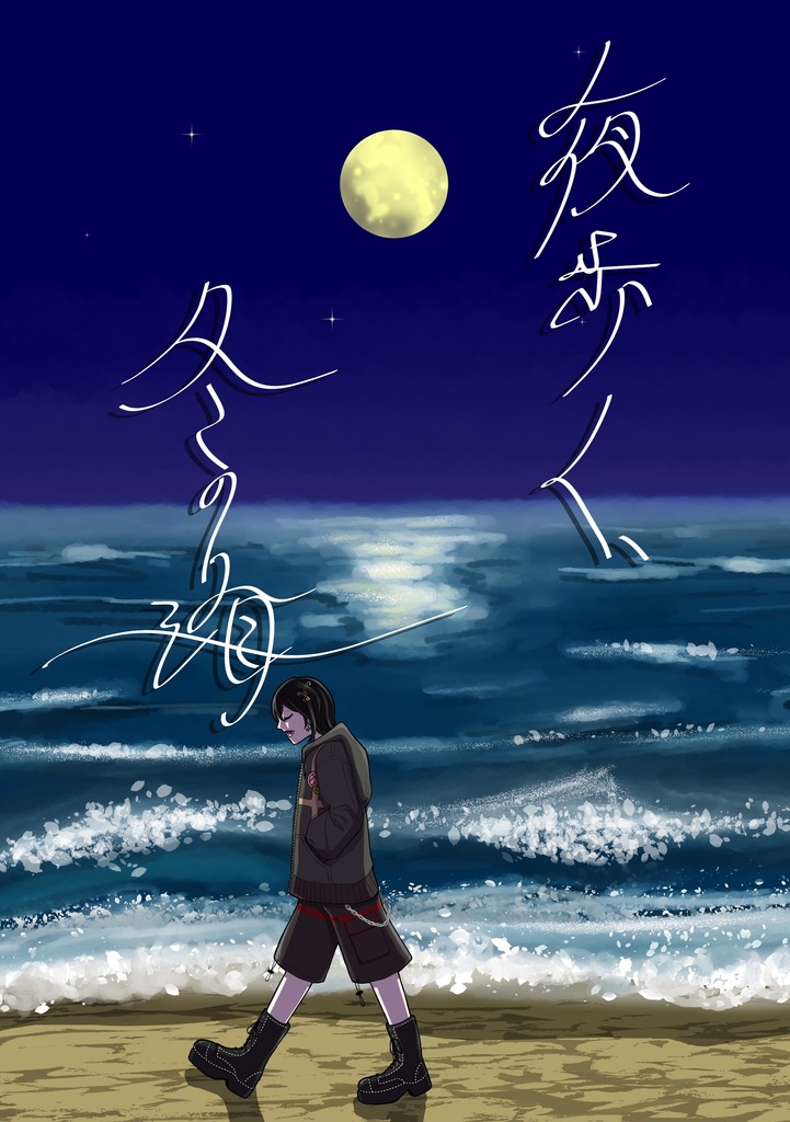 夜歩く、冬の海