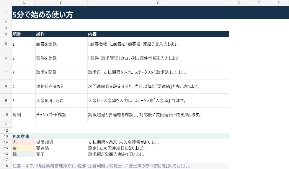 フリーランス案件・請求・入金管理Excel|未入金・期限超過を自動チェック