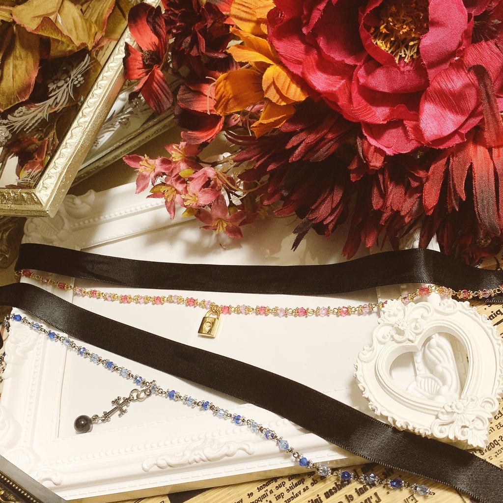 ビジュー×リボン🎀チョーカー