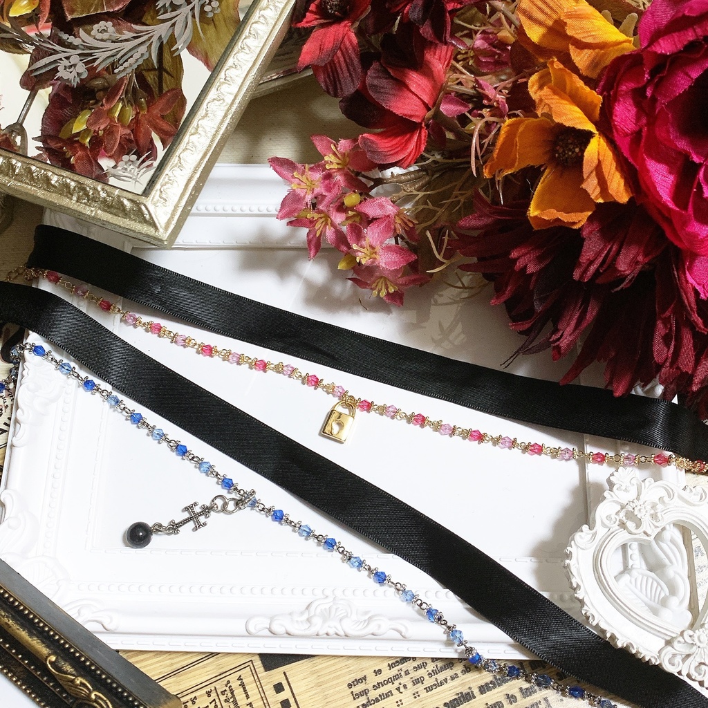 ビジュー×リボン🎀チョーカー