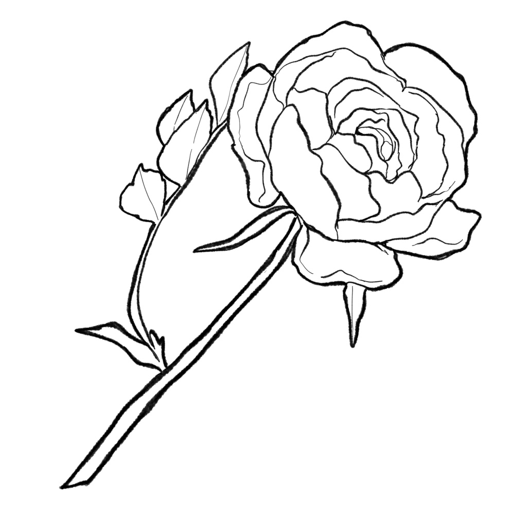 【イラスト素材】花(白塗り)