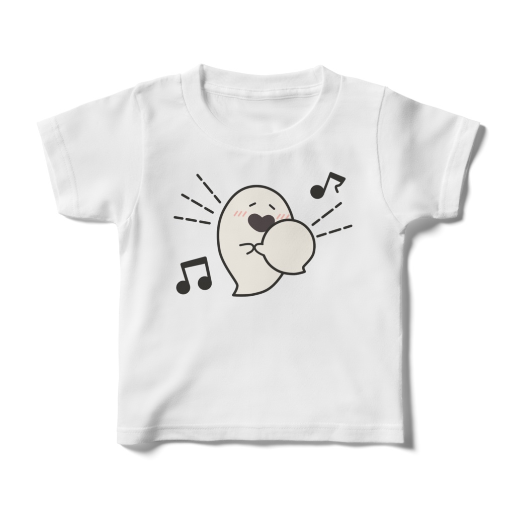 手を繋いで喜ぶおばけきょうだいキッズTシャツ