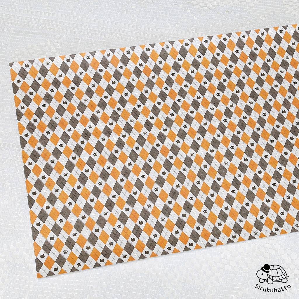 三毛猫カラーのデザインペーパー｜アーガイルチェック柄