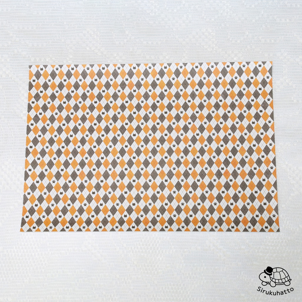 三毛猫カラーのデザインペーパー|アーガイルチェック柄