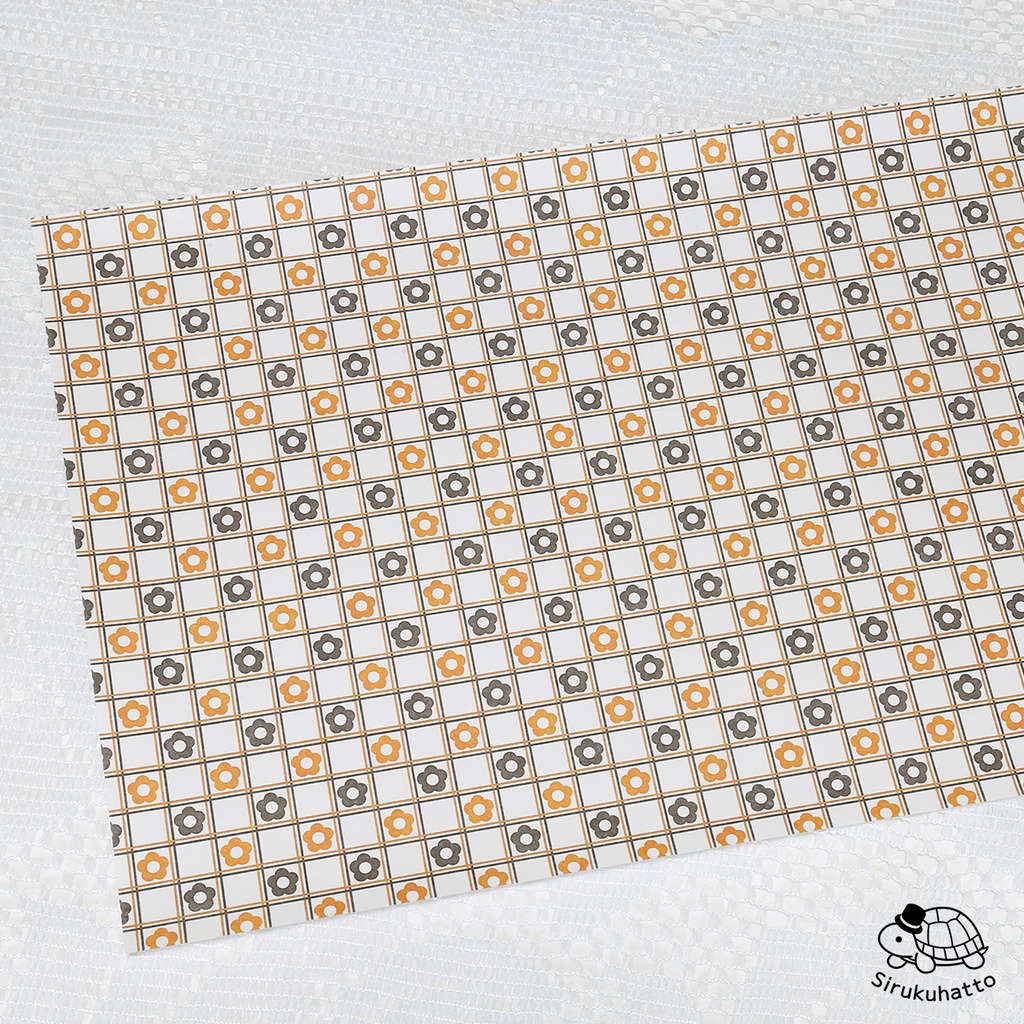 三毛猫カラーのデザインペーパー｜花柄（タイル風）