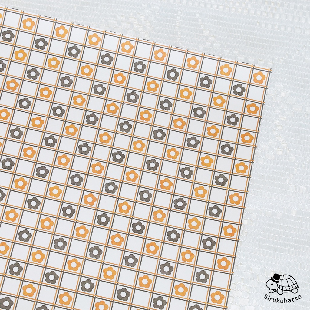 三毛猫カラーのデザインペーパー|花柄(タイル風)