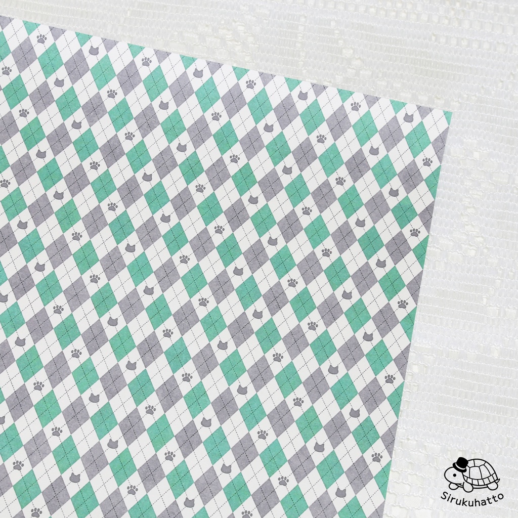 ロシアンブルーカラーのデザインペーパー|アーガイルチェック柄