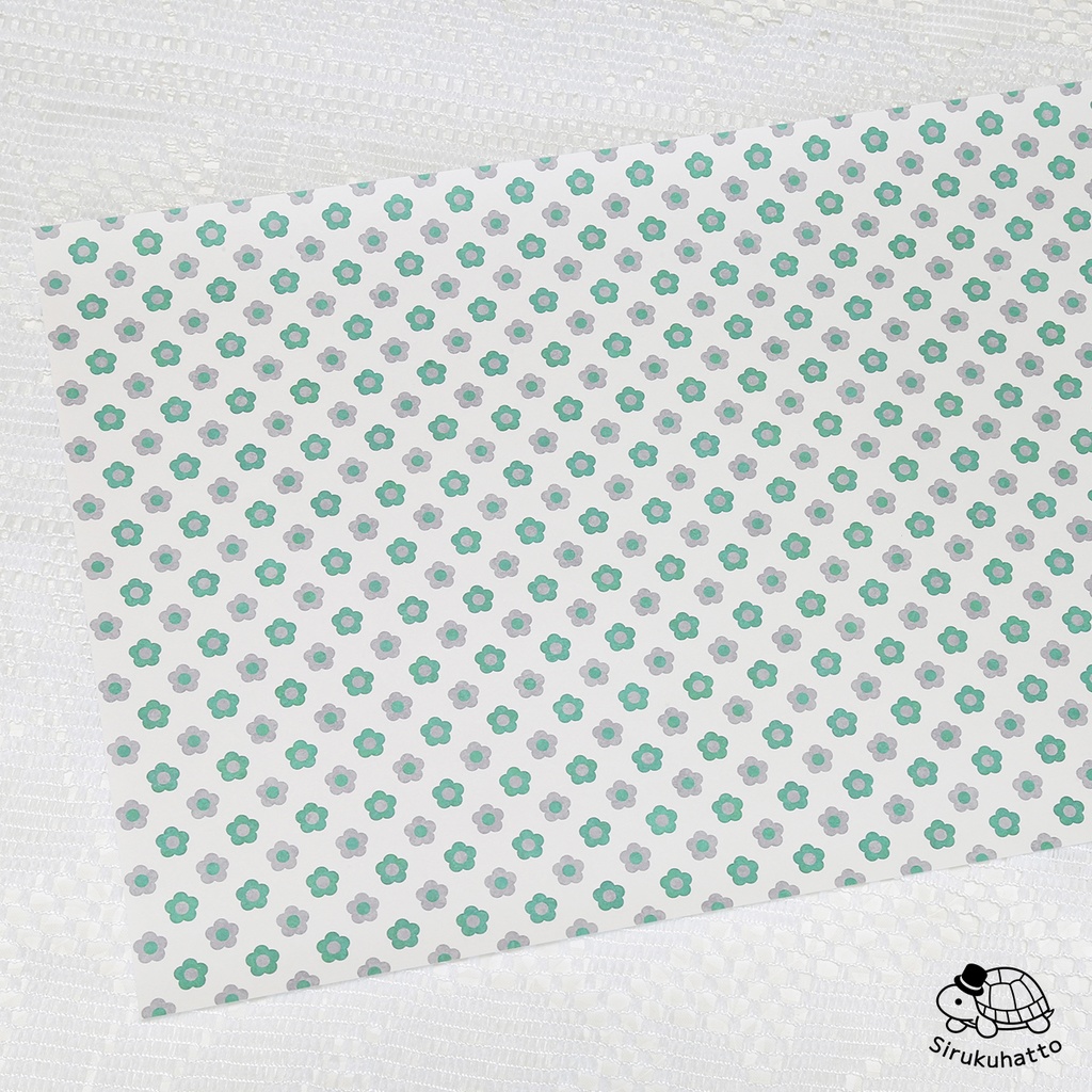 ロシアンブルーカラーのデザインペーパー｜花柄（小花）