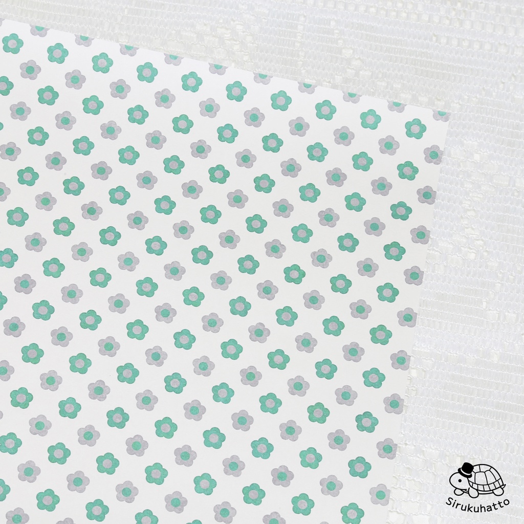 ロシアンブルーカラーのデザインペーパー|花柄(小花)