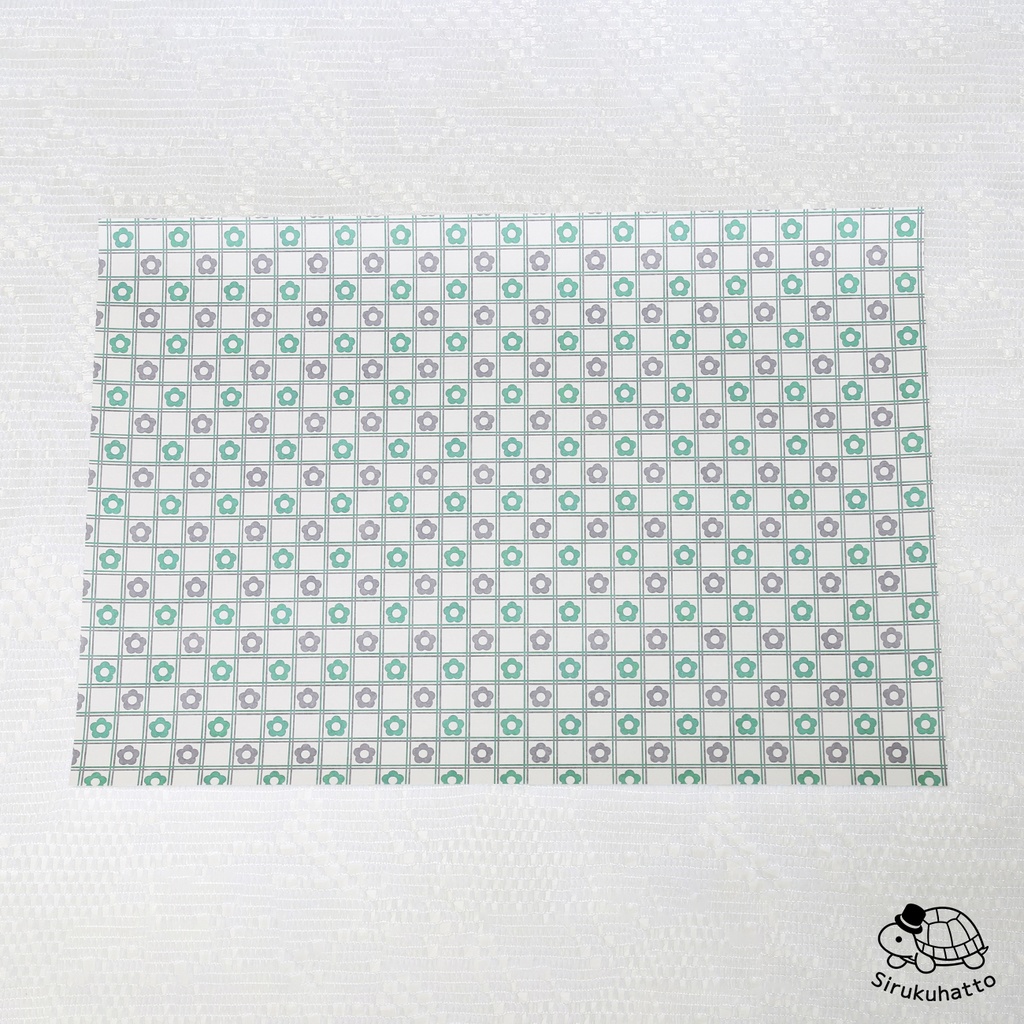 ロシアンブルーカラーのデザインペーパー|花柄(タイル風)