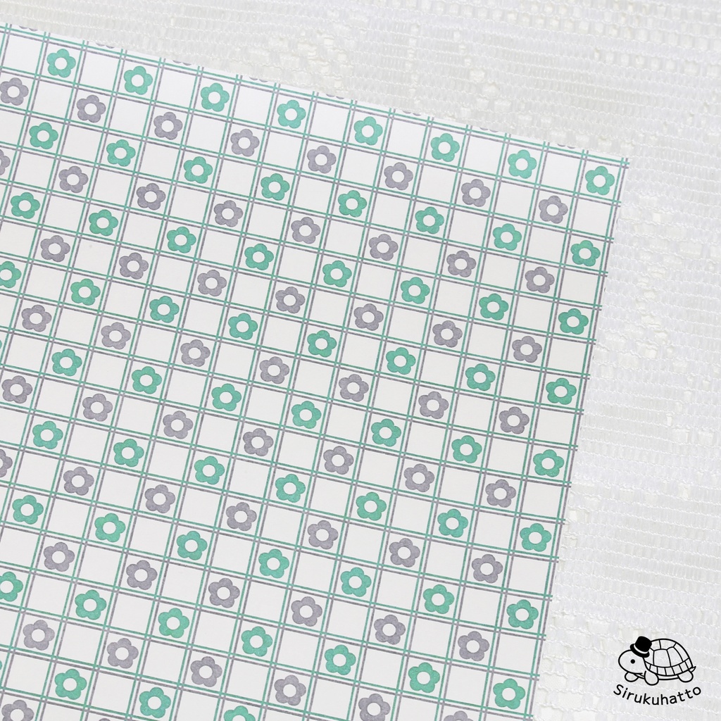 ロシアンブルーカラーのデザインペーパー|花柄(タイル風)